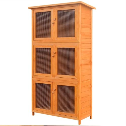 Hasenstall Zwergkaninchenkäfig,Kleintier-/Kaninchenstall 6 Boxen Holz,Freigehege für Hamster oder Hasen