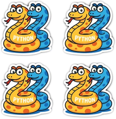 Laminierte Aufkleber: 150 mm, 4 Stück - XXL Python Sticker wetterfest für IT-Bereich