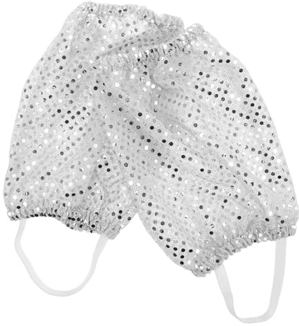Dekorative Beinstulpen 1 Paar Weiß Polyester Retro für Damen | Halloween Mottoparty, Disco und Cosplay, Glitzernde Beinwärmer als Modekostüm