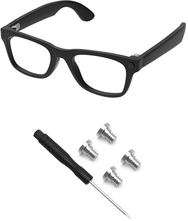 PapaViva 1Pc Screwdriver & 4Pcs Replacement Temple Screw Set for Ray-Ban Meta Wayfarer/Skyler/Headliner (Gen 2) & Oakley Meta HSTN AI Glasses - Silver