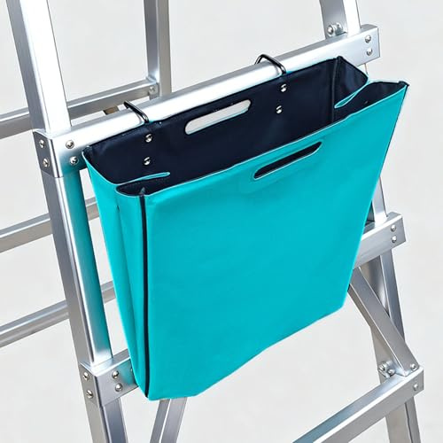 Oreilet Ladder Tool Bag, Portable Folding Hanging Tool Storage Organizer with Single Hook, Ladder Tool Caddy Toolbox Organization Work Bag Carrying Toolbag for Electrician