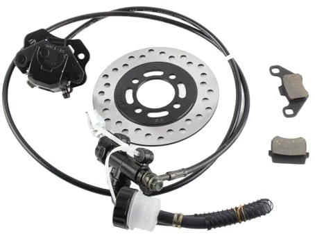 Hydraulic Disc Brake Kit, Universal Disc Brake Caliper System with High Compression Cable, Brake Pad and Rotor for 50cc to 250cc Dirt Bike Quad ATV Go Kart, Replacement for