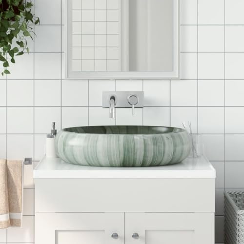 Genérico Lavabo sobre encimera Ovalado cerámica Verde 59x40x15 cm