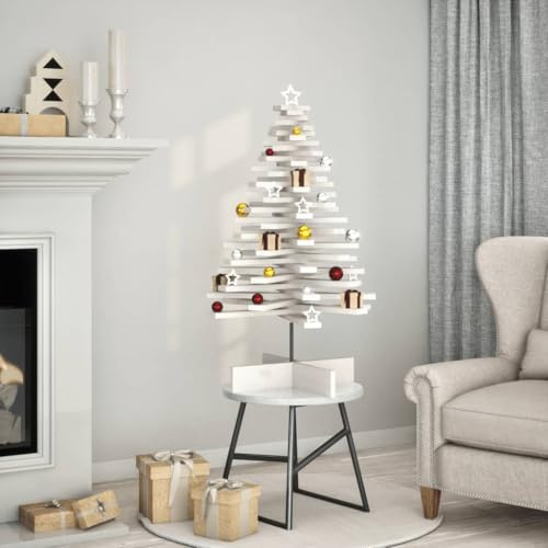 Generico Albero di Natale Decorativo Bianco 100 cm in Legno di Pino,Alberi di Natale,858205