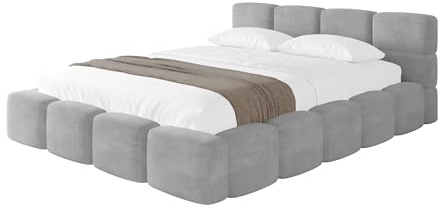 ALTDECOR Polsterbett mit Bettkasten und Lattenrost, Bett mit Kopfteil, Boxbett ohne Matratze, Doppelbett mit Stauraum - NATA-v1 120x200 Grau