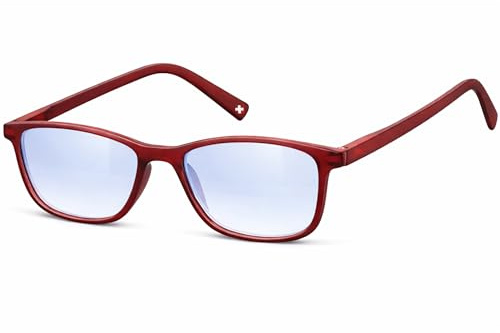 Occhiali Anti Luce Blu per PC, TV e Gaming|Filtro Blue Light|Ideali per Computer, Lettura e Lavoro|Uomo Donna|Leggeri e Riposanti|EXCLUSIVE MONTANA (Rosso, 0, Diottria, Trasparente Blue Light)