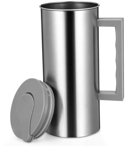 Toddmomy 1 Pièce Pichet d'Eau 2L Inox Couvercle Étanche Maison Bureau | Service Facile et Maintien au Frais, Poignée Ergonomique Antidrapante pour Boisson et Café, Acier Inoxydable, 2 Litres