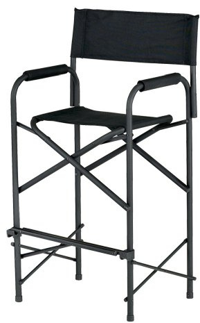 E-Z UP Tall Directors Chair, Seat 31” High, Padded Armrests and Storage Bag, Black