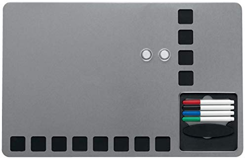 Nobo Kleines Magnetisches Whiteboard mit Pinnwand-Quadraten, Rahmenlos, Wandmontage, Integrierter Stauraum, Inkl. Stifte, Magnete, Tafelwischer & Befestigungskit, 610 x 390 mm, Weiß, 1903812