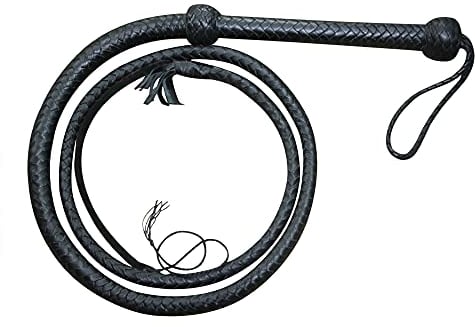 04 pieds longue tresse 08 Bull whip en cuir véritable robuste bullwhip Noir