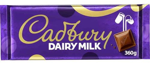 Cadbury Dairy Milk Chocolate Bar, Smooth & Creamy, 360 g (Pack of 1) | Indulge in Rich Flavour, For Gifting & Sharing, Velvety Texture