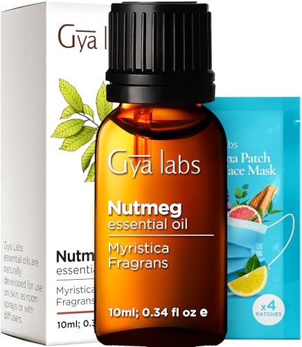 Gya Labs Nutmeg Essential Oil for Diffuser - Nutmeg Oil - Nutmeg Essential Oil Diffusers, Aromatherapy, Skin, Candles, Soap - Warm, Spicy Yet Sweet Scent - 100% Natural (10ml)