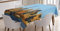 ABAKUHAUS Landschaft Tischdecke, New York City Skyline, Wasserfest Waschbar mit Klar Sichtbaren Farben kein Verblassen Personalisiert, 140 x 170 cm, Hellblau Orange