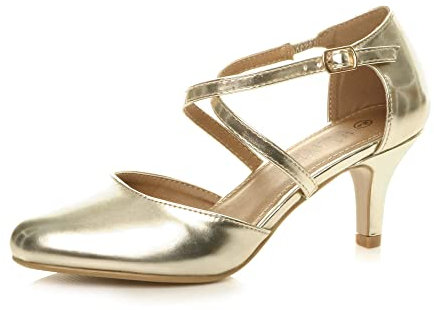 AJVANI mid high heel strappy crossover wedding sandals shoes size 6 39
