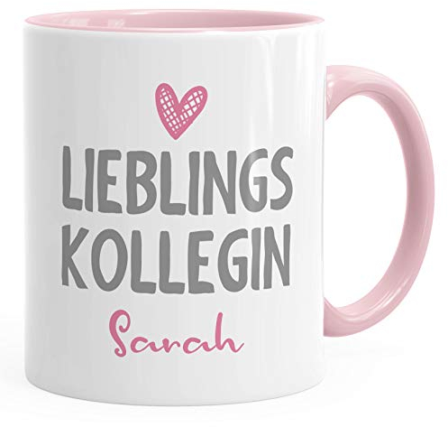 SpecialMe® personalisierte Kaffee-Tasse Lieblings-Kollegin mit Namen Namenstasse personalisierte Geschenke inner-rosa Keramik-Tasse