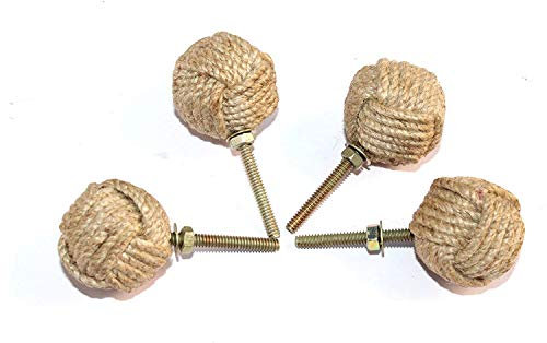YourKart Juego de 12 tiradores de cajón náutico para interior de yute natural