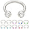 Treuheld® | Silbernes HUFEISEN Piercing Ring mit Kristallen - [131.] 1.6 x 10 mm (Kugeln: 4mm) - klar/durchsichtig