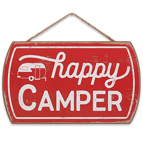 Happy Camper Wanddeko zum Aufhängen aus Holz – lustiges Vintage-Schild für Wohnmobil, Wohnmobil oder Garage