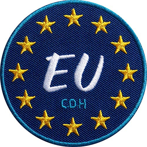2 x Europa Patch 65 mm gestickt/Aufbügler Aufnäher Patches Applikation Bügelbild zum aufbügeln aufnähen Kleidung Rucksack/EU europäische Union Sterne Flagge Fahne/Club of Heroes