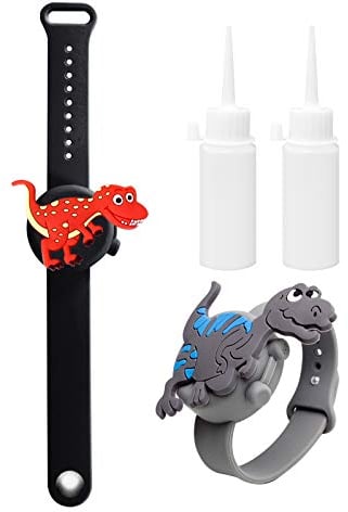 Silikon Nachfüllbares Desinfektionsmittel Armband,Schöne Tragbare Händedesinfektionsmittel Sonnenschutzcreme Spender mit Nachfüllflasche,für Erwachsene Kinder Reisesport im Freien (Dinosaurier)