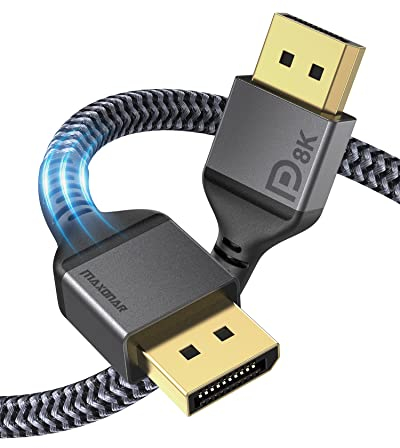 Maxonar 8K DisplayPort Kabel 1.4 3M/10FT DP1.4 Kabel DisplayPort auf DisplayPort HBR3 8K@60Hz 4K@60Hz/144Hz/120Hz 5K@60Hz 2K@165Hz/240Hz Display Port für Gaming Monitor Grafikkarte VESA-zertifiziert