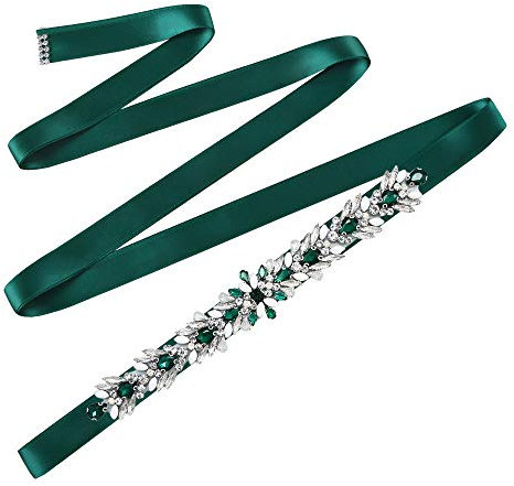 Azaleas Schärpe Brautkleid Gürtel Hochzeitskleid Kristall Abendkleid Gürtel Strass Guertel Damen Schärpe Schmuckgürtel Kleid Zubehör(S476-GRN)