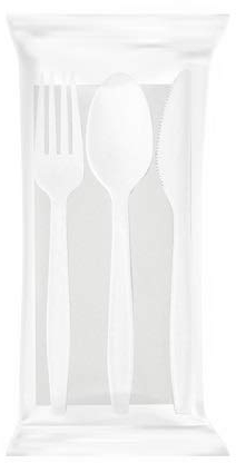 VIRSUS Set Posate biodegradabili e compostabili Tris forchetta Coltello Cucchiaio tovagliolo 2 veli stoviglie bio Eco Friendly Varie quantità (500)