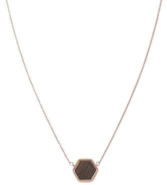 Kerbholz Hexa Necklace – Elegante Damen Halskette aus Sandelholz, Sechseckiger Holzanhänger, Shiny Rose Gold, Verstellbar