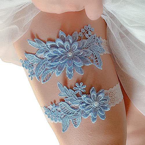 Powerful Garters for Brides Wedding Garters for Bride Garter Belt Set | Soft Lace Floral Garter with Stretchable Fit, Elastic Bridal Garter for Wedding, Bridal Shower and Prom Party
