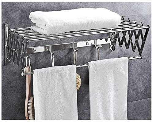 WAPKY Stendibiancheria da Balcone/Stendino A Fisarmonica/Asciugatrice da Parete/Portasciugamani A Fisarmonica Fondo Ispessito 90 ° Non Occupa Spazio (Color : Silver, Size : 50cm)