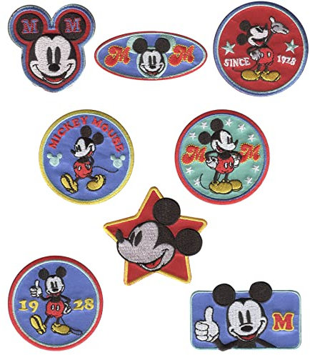 8 gestickte Aufnäher zum Aufbügeln, gestickte Heißsiegel-Applikationen zum Aufbügeln auf Kleidung. Dekorative Muster zum Verzieren und Reparieren von Hosen, Jacken, Rucksäcken usw. (Michey classic)