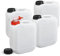 plasteo® Lot de 4 jerricans vides de 5 litres avec bouchons de sécurité et 1 robinet AFT (DIN 45) | Convient à un usage alimentaire | Empilable et stable | Intérieur et extérieur | Sans BPA |