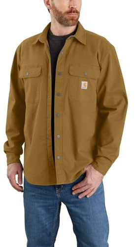 Carhartt Rugged Flex Relaxed Fit Canvas Fleece Lined Shirt Jac Camicia Button Down da Lavoro Uomo (Pacco da 1)