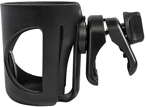 Becherhalter für Kinderwagen, 360 Grad drehbar, Fahrrad-Getränkehalter, Becherhalter, großes Kaliber, Getränkehalter für Walker, Fahrrad, Rollstuhl, Walker, Roller (Schwarz)