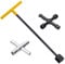 Swpeet Water Meter Key Wrench (3Pcs) and 4-Way Sillcock with Multi Functional Utility Tool Assortment Kit, Industrial Grade, Alloy Steel, Powder Coated