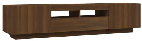 vidaXL TV Schrank Set 2-TLG. LED-Leuchten Lowboard TV Möbel Sideboard Fernsehschrank Fernsehtisch HiFi-Schrank Braun Eiche Holzwerkstoff