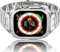 Amznew Cinturino per Apple Watch compatibile per iWatch Serie Ultra (49 mm), cinturino in acciaio inossidabile con custodia, cinturini in metallo per iWatch e cover protettiva per uomo, Argento
