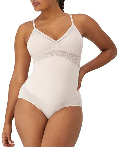Maidenform Women's, Tame Lace, Firm Tummy Control, Wireless Shapewear Bodysuit, Sandshell, XL