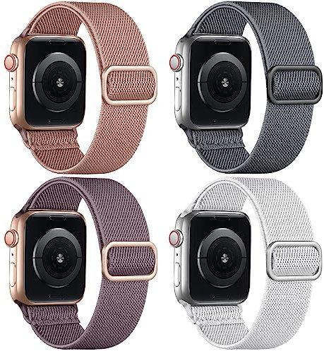 Oielai 4 Pezzi Cinturini Compatibile con Cinturino Apple Watch 44mm 45mm 46mm 42mm 49mm, Cinturino in Nylon Elastico per iWatch SE Series 11 10 9 8 7 6 5 4 3 2 1 Ultra SE 3