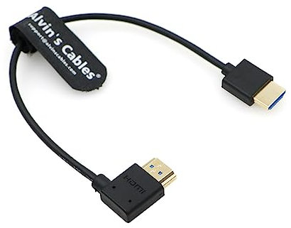 Alvin's Cables 8K 2.1 HDMI Cable High Speed for Atomos Ninja V Monitor Straight to Left Angle HDMI Cord for Z CAM E2, Sony FS5| FS7| A7S3 Cameras 10inches|25CM
