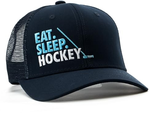 ChalkTalkSPORTS Hockey Trucker Hat | Eat Sleep Hockey | Size Large