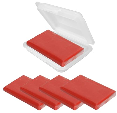 Reinigungsknete Polierknete Lackreinigungsknete Lackreiniger Rot 5 x 100g + 1 Aufbewahrungsbox für Lack für Auto Kfz, Wohnwagen und Wohnmobil (5 x Rot+Box)