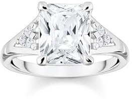 THOMAS SABO Ring weißer Stein Silber Recyceltes 925 Sterling Silber Zirkonia, Größe 48, TR2362-051-14-48