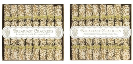 YöL Mini Christmas Saucer Crackers Pack of 16 Breakfast Crackers Gold Leaf Xmas Crackers Xmas Decorations Tableware