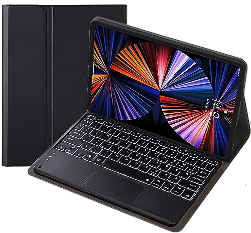 HEUCYL Custodia con Tastiera per Tablet Lenovo Tab P12 12,7 Pollici TB370FU Versione 2023, Tastiera Italiana Touchpad Retroilluminato Wireless A 7 Colori Rimovibile, Custodia Ultrasottile,Nero
