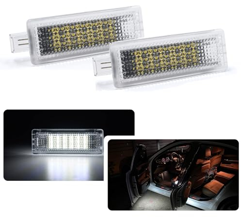 njssjd 2 x Xenon-weiße LED-Tür-Willkommenslichter für B.MW 3 5 6 Series E90 E91 E92 E93 E60 E61 F07 F10 F11 F12 F13, B.MW X1 X3 X4 E84 E83 Fußraumlampen