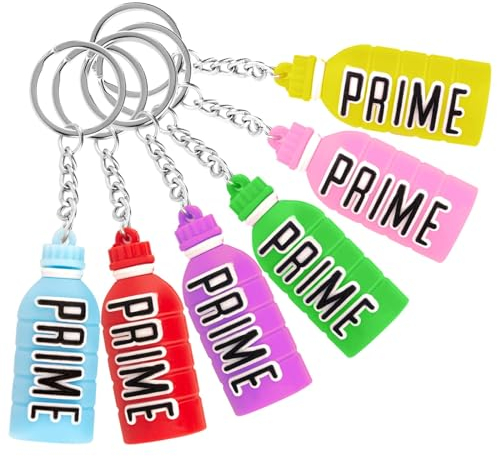 GWAWG 6Pcs Prime Drink Bottle Style Keyring PVC Keychain Filler Gift Keyring Holder for Bags, Luggage, Keysets Accessories, Ideal for Festival Birthday Gifts