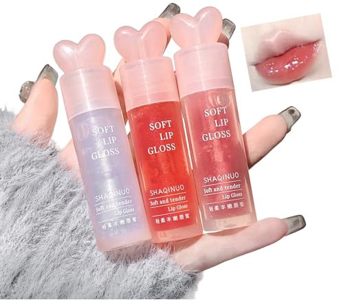 Shimmery Lipgloss-Set, hochglänzend, flüssiger Lippenstift, Glitzer, Lippenöl, feuchtigkeitsspendend, Glas-Finish, leicht, durchscheinend, glitzernd, prallend, glänzend, Geschenk-Set für Damen und