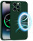 INZ Mag-Safe Magnetic iPhone 15 Pro Max Case 6.7-Inch Dark Green Liquid Silicone Gel Rubber Anti Scratch Resistant Soft Slim Protective Cover Protect Compatible for iPhone 15 Pro Max