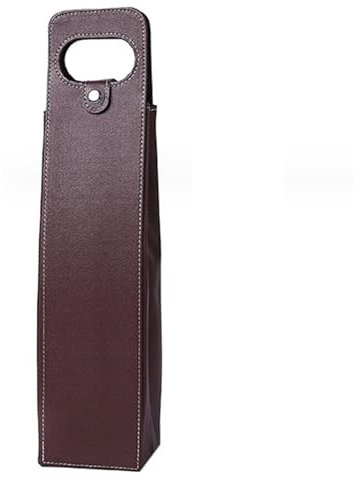 Geschenktasche aus Kunstleder mit luxuriöser Optik | Weintasche mit Verschluss für Einzelflasche | wiederverwendbare Geschenktüte | Weinbeutel Dunkelbraun | Tragbare - Flaschentasche für Wein, Sekt